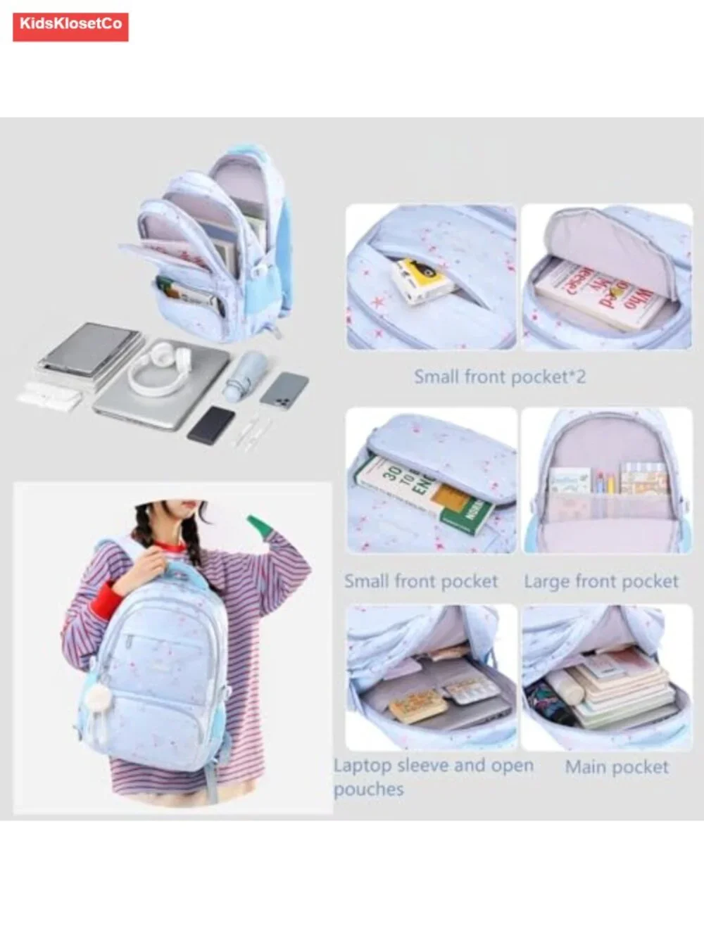 Kids Rolling Backpack with Wheels for School, Nylon, Star Pattern